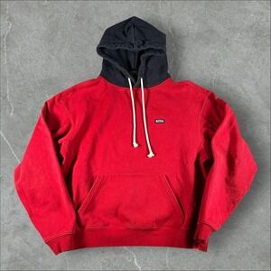 Kith Hoodie Mens Large Red Blue Colorblock Pullover Two Tone Contrast Sweatshirt
